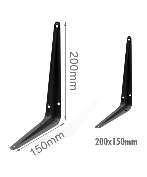 4 Pezzi Supporto Staffe da Muro Supporto Triangolare per le Mensole Finitura Nera Misura 200x150mm