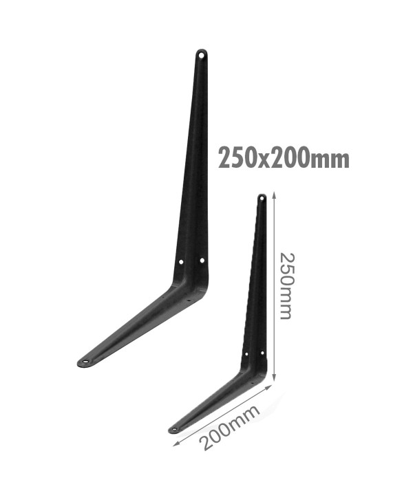 4 Pezzi Supporto Staffe da Muro Supporto Triangolare per le Mensole Finitura Nera Misura 250x200mm
