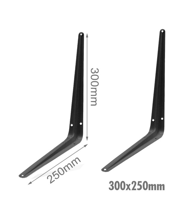 4 Pezzi Supporto Staffe da Muro Supporto Triangolare per le Mensole Finitura Nera Misura 300x250mm
