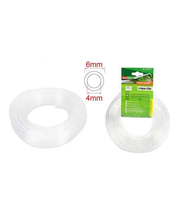 Tubo Flessibile in PVC Tubo Trasparente per Serbatoio e Acquario 4mmX20M