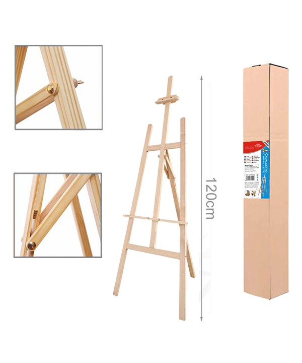 Cavalletto Pittura in Legno Pieghevole Portatile Regolabile Treppiede per Dipingere Alto 120cm