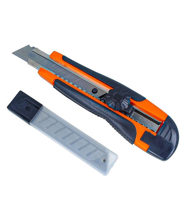 Taglierino Cutter Professionale 18mm + 5 Lama di Ricambio