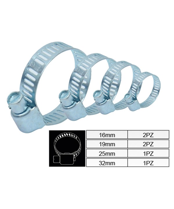 6 Pezzi Fascette Stringitubo Regolabili 16-32mm Acciaio Inossidabile 4 Misure Assortiti