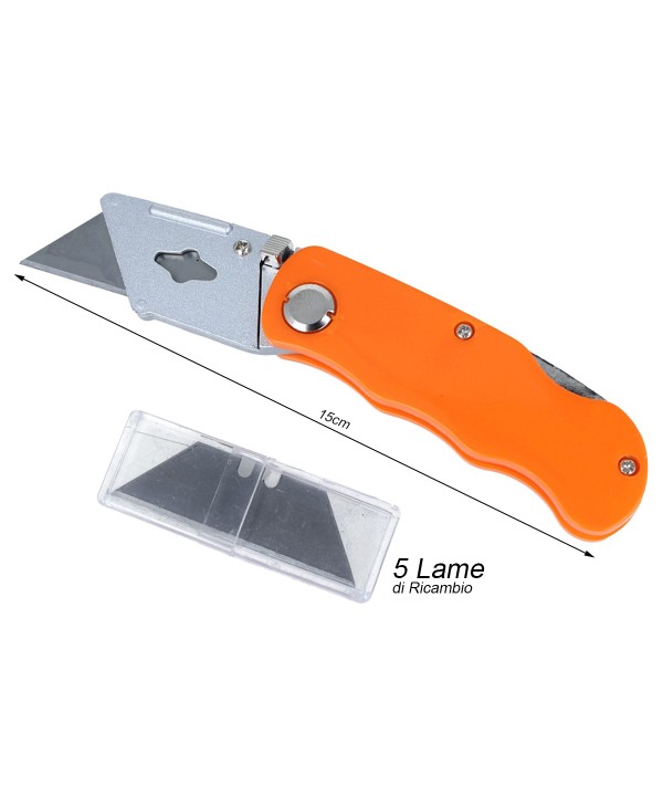 Taglierino Pieghevole Professionale Coltello Multiuso Tascabile + 5 Lama Forma T SK5