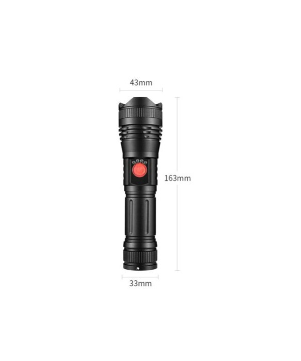 Torcia Led Ricaricabile Super Potente 3500 Lumen Zoomabile Raggio Fino a 500 Metri
