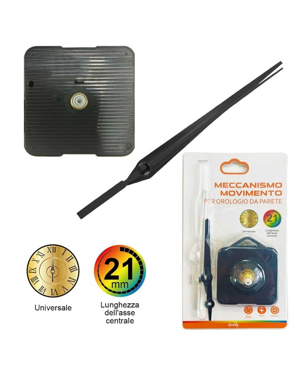 Orologio con Movimento al Quarzo Silenzioso con Lancette Semplici Lunghezza Mano piu Lunga 12cm Asse Centrale 21mm