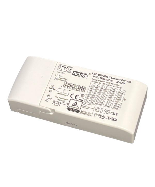 Led Driver 12W Dimmerabile DALI 2 Push Dimming Corrente Costante Configurabile 180mA 230mA 260mA 300mA 350mA 400mA 450mA 500mA