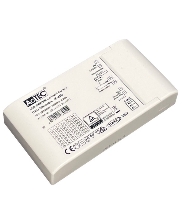 Led Driver 45W Dimmerabile DALI 2 Push Dimming Corrente Costante Configurabile 350mA 500mA 600mA 700mA 800mA 900mA 1050mA