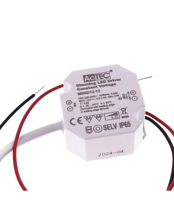 Mini Alimentatore Dimmerabile Triac Dimming Taglio di Fase IP65 Tensione Costante 12V 12W 1A 50X48X24 mm