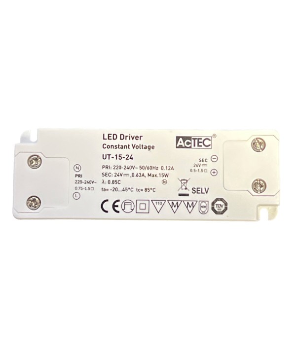 Alimentatore Trasformatore Ultra Slim 15W 24V 0.63A Tensione Costante 103X36X16 mm
