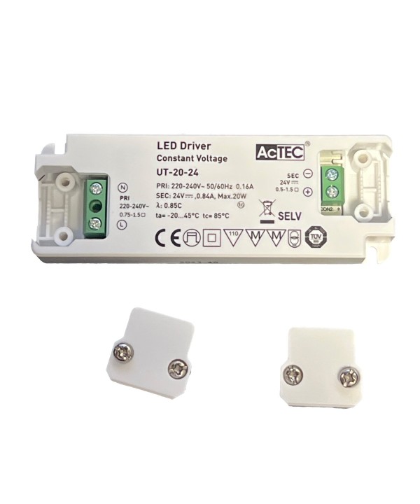 Alimentatore Trasformatore Ultra Slim 20W 24V 0.84A Tensione Costante 103X36X16 mm