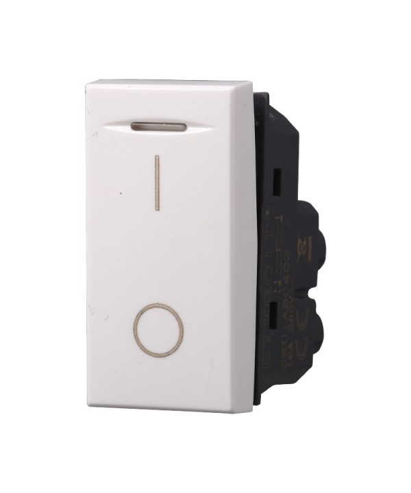ETTROIT Interruttore Bipolare 0-1 16A Colore Bianco Compatibile Con Bticino Axolute