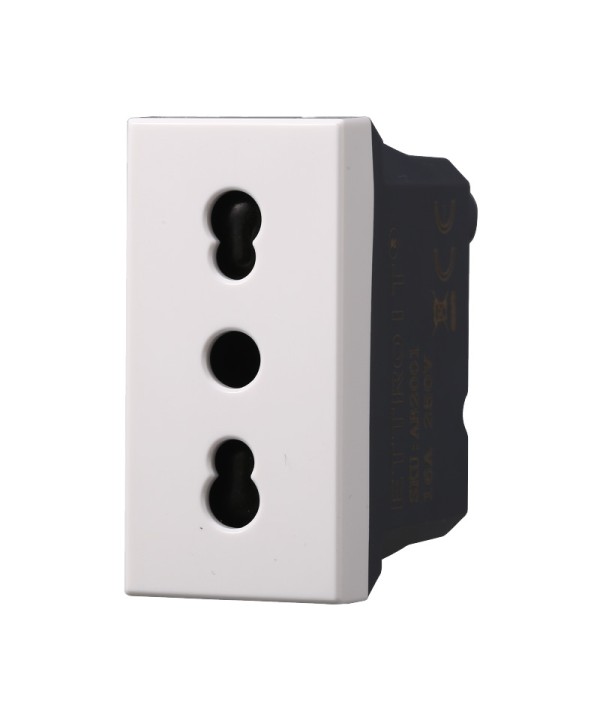 ETTROIT Presa Bipasso Bivalente 2P+T 10/16A Colore Bianco Compatibile Con Bticino Axolute