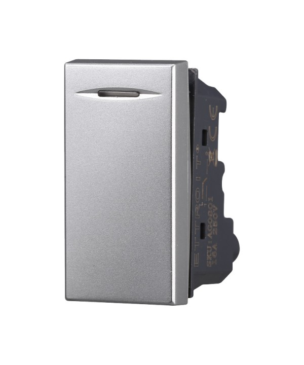 ETTROIT Interruttore 1P 16A Unipolare Colore Grigio Compatibile Con Bticino Axolute