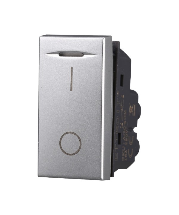 ETTROIT Interruttore Bipolare 0-1 16A Colore Grigio Compatibile Con Bticino Axolute