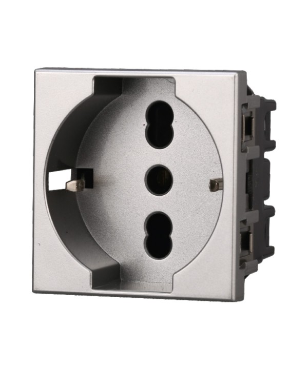 ETTROIT Presa Schuko 2P+T 16A Colore Grigio Compatibile Con Bticino Axolute