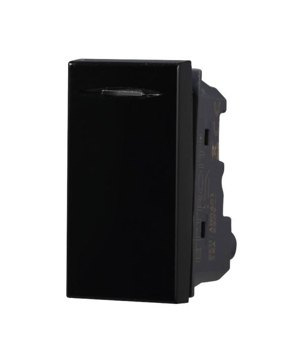 ETTROIT Interruttore 1P 16A Unipolare Colore Nero Compatibile Con Bticino Axolute