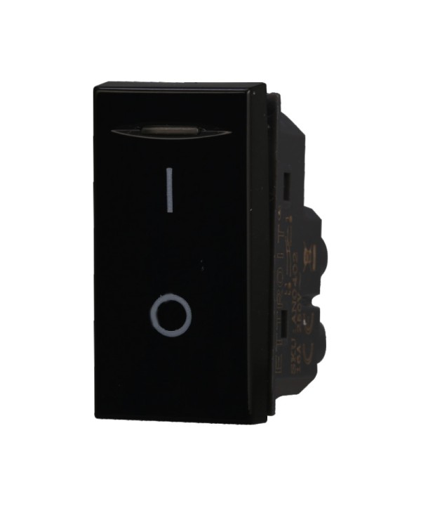 ETTROIT Interruttore Bipolare 0-1 16A Colore Nero Compatibile Con Bticino Axolute