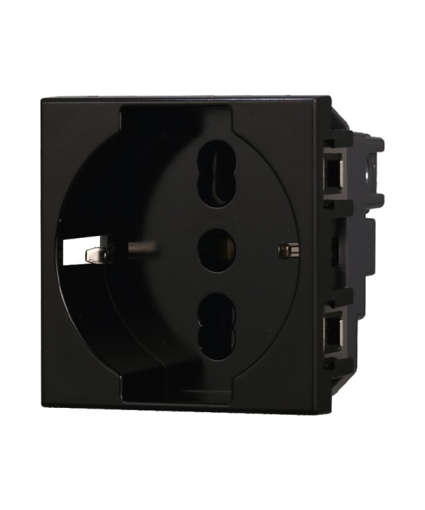 ETTROIT Presa Schuko 2P+T 16A Colore Nero Compatibile Con Bticino Axolute