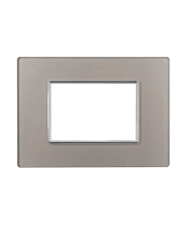 ETTROIT Placca In Vetro Serie Moon 3P Colore Silver Compatibile Con Bticino Axolute