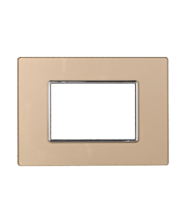 ETTROIT Placca In Vetro Serie Moon 3P Colore Oro Compatibile Con Bticino Axolute