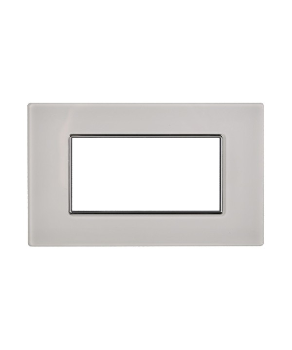 ETTROIT Placca In Vetro Serie Moon 4P Colore Bianco Compatibile Con Bticino Axolute