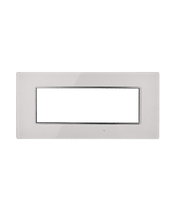 ETTROIT Placca In Vetro Serie Moon 6P Colore Bianco Compatibile Con Bticino Axolute