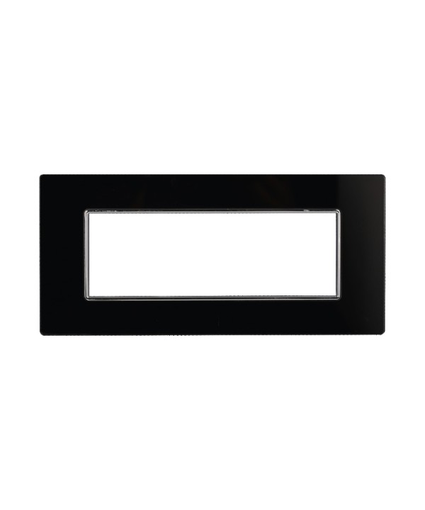 ETTROIT Placca In Vetro Serie Moon 6P Colore Nero Compatibile Con Bticino Axolute