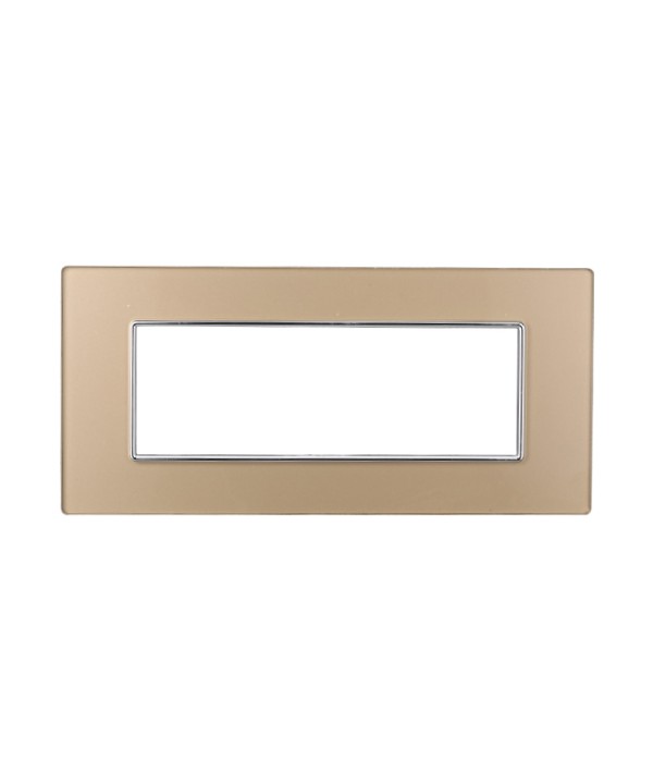 ETTROIT Placca In Vetro Serie Moon 6P Colore Oro Compatibile Con Bticino Axolute