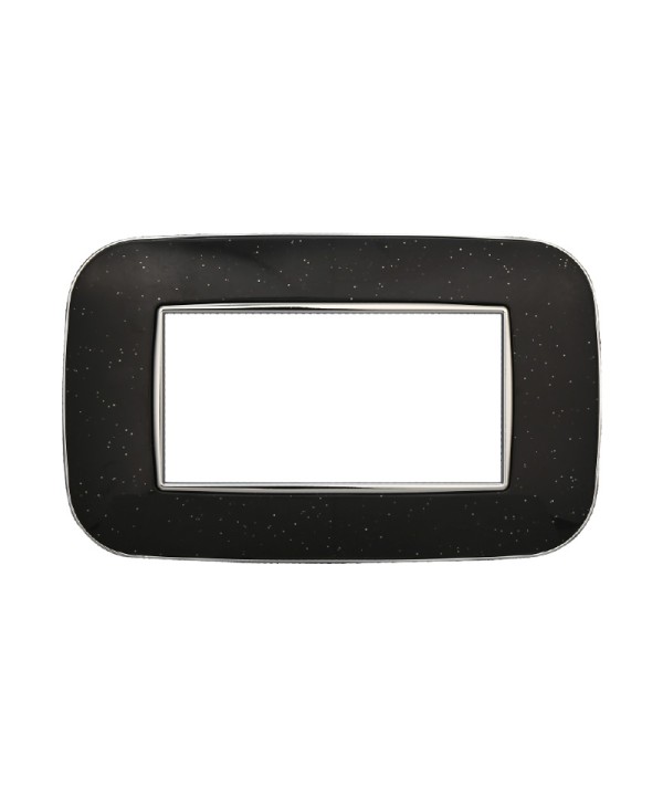 ETTROIT Placca Orbis Serie Moon 4P Colore Nero Brillante Compatibile Con Bticino Axolute