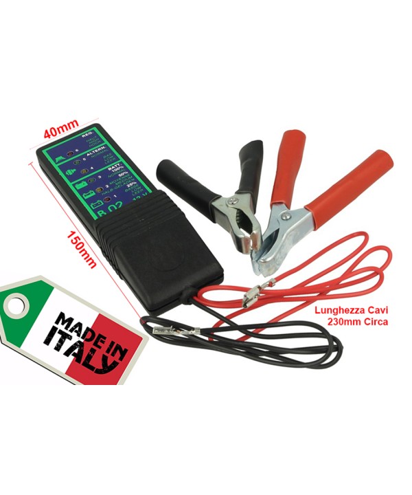 Tester Per Batteria Alternatore 12V Dinamo Con Indicazione Led Stato Per Auto E Moto Made In Italy