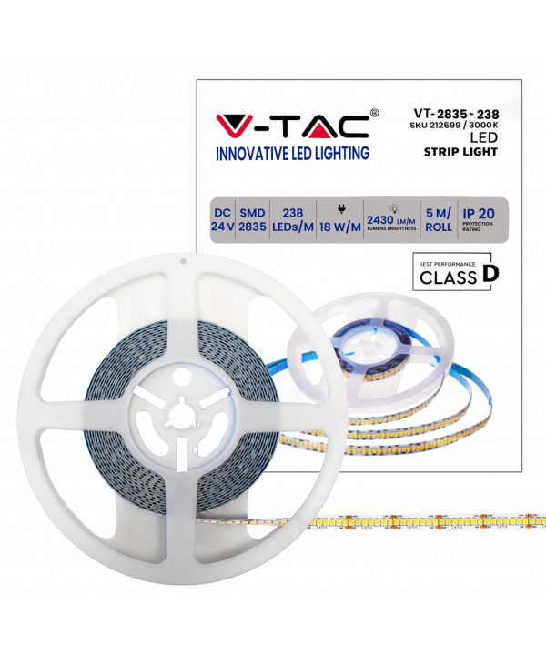 24V Bobina Led 3000K 18W/M 1190 smd 2835 135LM/W 2430LM/M IP20 5 Metri SKU-212599