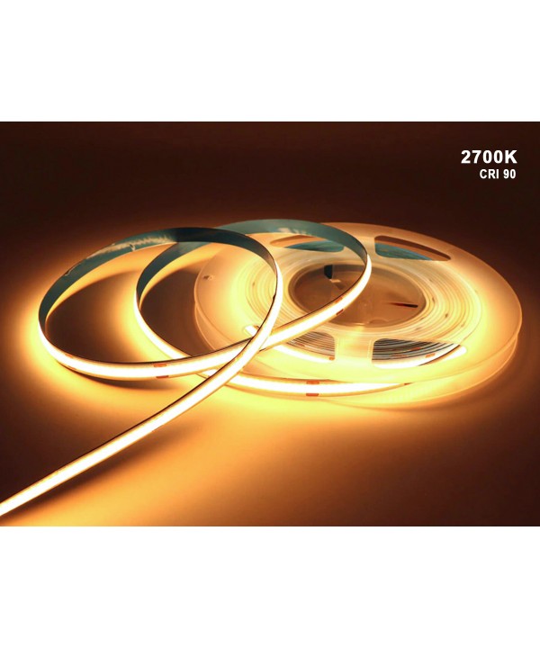 24V Bobina Led COB 10W/M 120LM/W 1200LM/M Bianco Caldo 2700K CRI 90 IP20