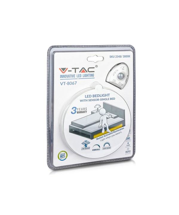 Kit Strip LED 1.2M 2.8W/M Luce Scendiletto Singolo 3000K Dimmerabile Alimentatore + Sensore di Movimento PIR SKU-2548
