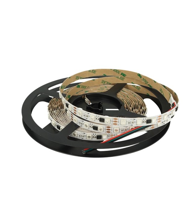 Striscia Bobina Led SPI Magic Color RGB Con IC WS2811 WS2811S 12V Con 300 Smd 5050 5 Metri IP20 Con Biadesivo