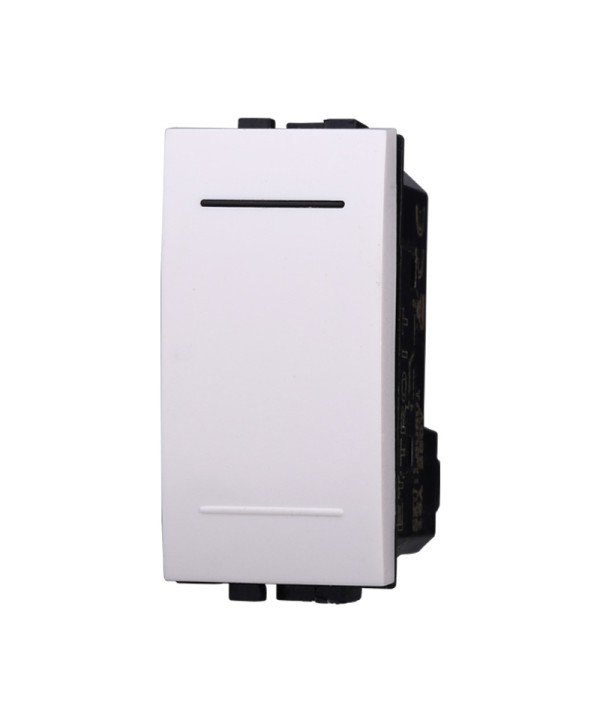 ETTROIT Pulsante 1P 16A Unipolare Colore BIANCO Compatibile Con Bticino Living Light