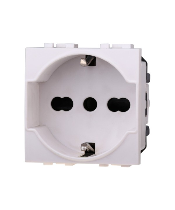 ETTROIT Presa Schuko 2P+T 16A Colore BIANCO Compatibile Con Bticino Living Light