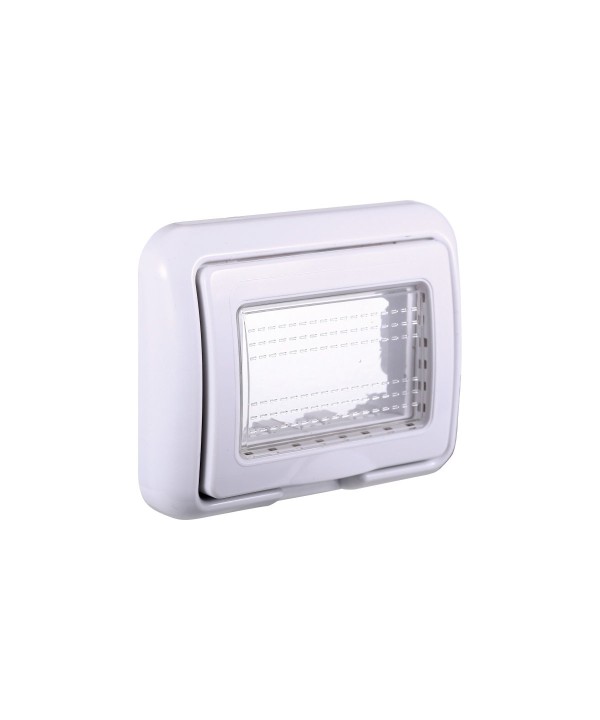 Placca con Coperchio Supporto Stango Idrobox IP55 Compatibile Con Bticino Living Light 3P Bianco