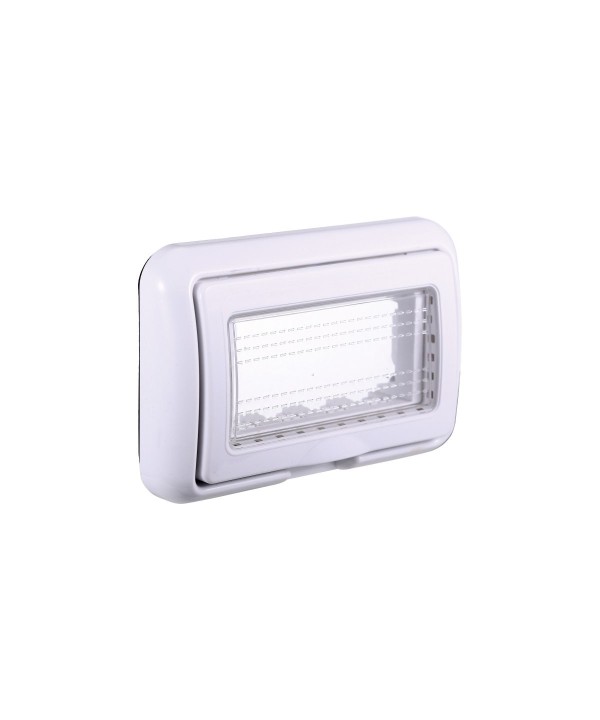 Placca con Coperchio Supporto Stango Idrobox IP55 Compatibile Con Bticino Living Light 4P Bianco