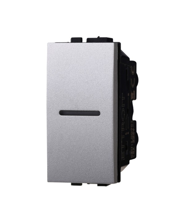 ETTROIT Pulsante Assiale 1P 16A Unipolare Colore GRIGIO Compatibile Con Bticino Living International