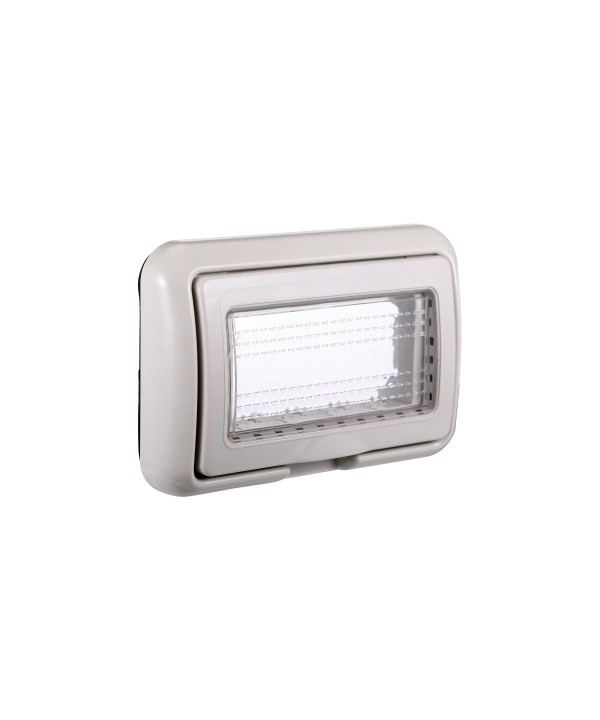 Placca con Coperchio Supporto Stango Idrobox IP55 Compatibile Con Bticino Living Light 4P Grigio