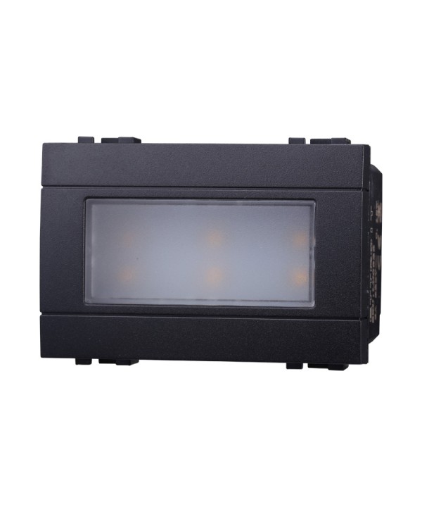 ETTROIT Lampada Led Segnapasso 3P 220V Nero 3000K Compatibile Con Bticino Living International