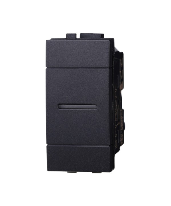 ETTROIT Deviatore Assiale 1P 16A Unipolare Colore Nero Compatibile Con Bticino Living International