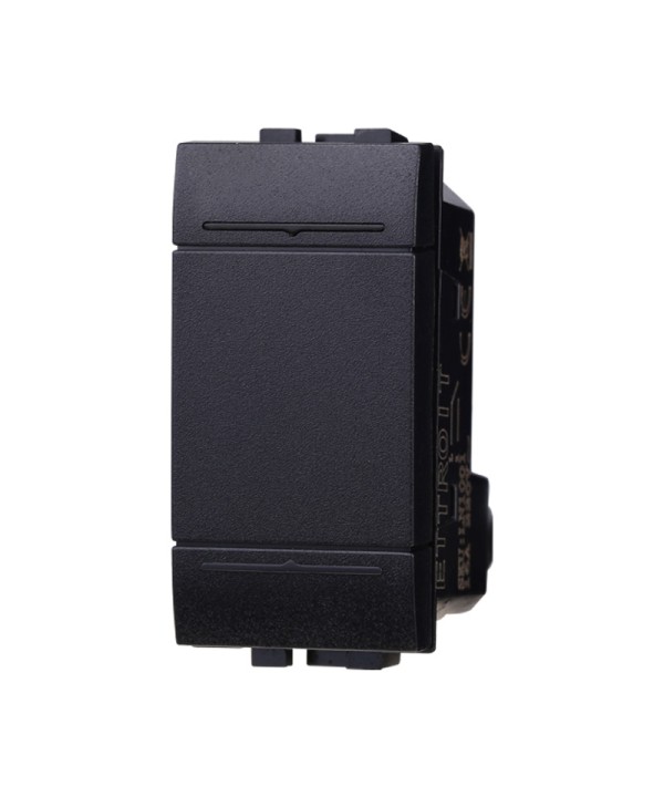 ETTROIT Pulsante 1P 16A Unipolare Colore Nero Compatibile Con Bticino Living International
