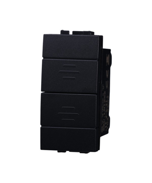 ETTROIT Pulsante Interbloccato Doppio Saliscendi 1P+1P 10A Colore Nero Compatibile Con Bticino Living International