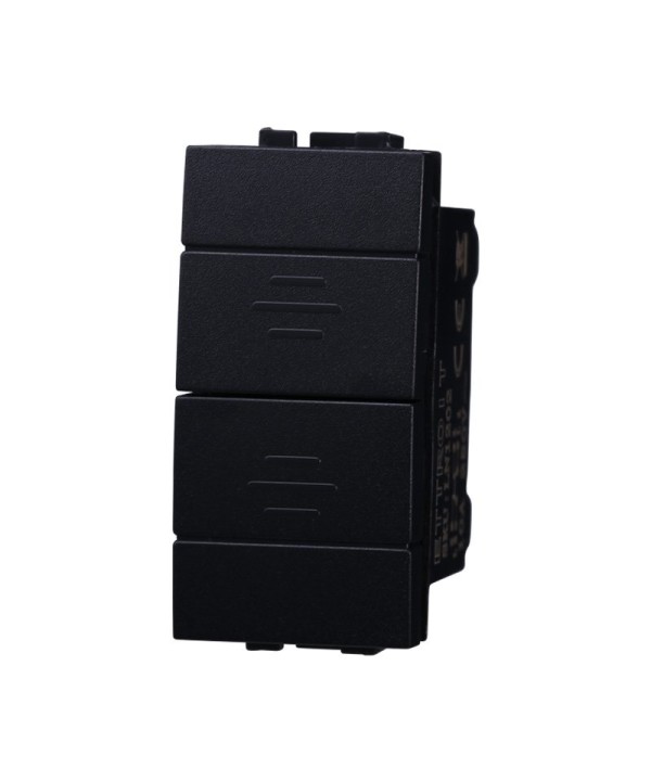 ETTROIT Pulsante Saliscendi Commutatore 2P 10A Tapparelle Colore Nero Compatibile Con Bticino Living International