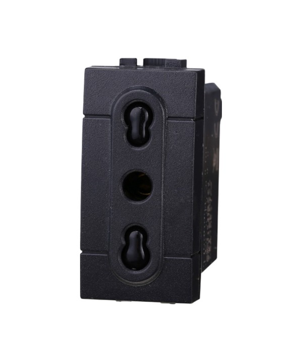 ETTROIT Presa Bipasso Bivalente 2P+T 10/16A Colore Nero Compatibile Con Bticino Living International