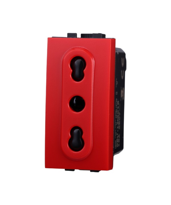 ETTROIT Presa Bipasso Bivalente 2P+T 10/16A Colore ROSSO Compatibile Con Bticino Living International