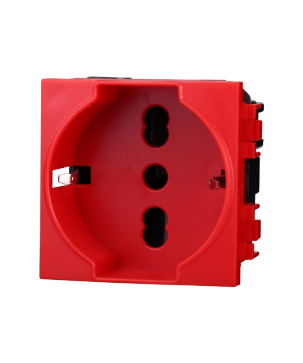 ETTROIT Presa Schuko 2P+T 16A Colore ROSSO Compatibile Con Bticino Living International