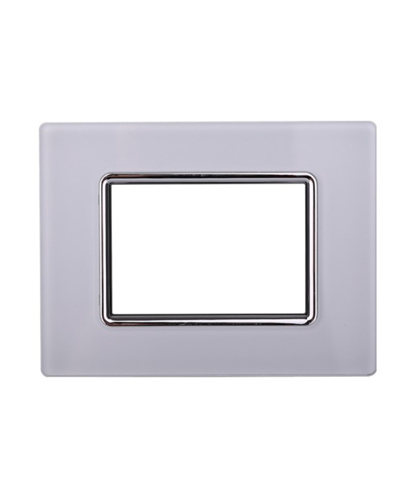 ETTROIT Placca In Vetro Serie Space 3P Colore Bianco Compatibile Con Bticino Living Light